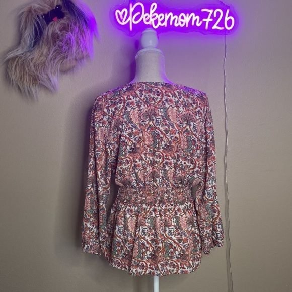 Max Studio Paisley Belted Boho Top - Picture 2 of 5
